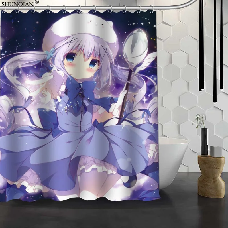 Новый Gochuumon wa Usagi Desu ka пользовательские занавески для душа водонепроницаемая