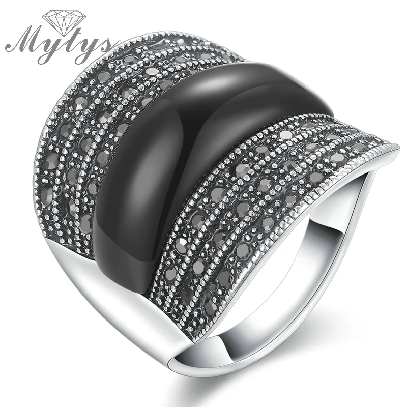 Черное кольцо Mytys с кристаллами невидимые Ретро Кольца для женщин R1023|rings for women|ring