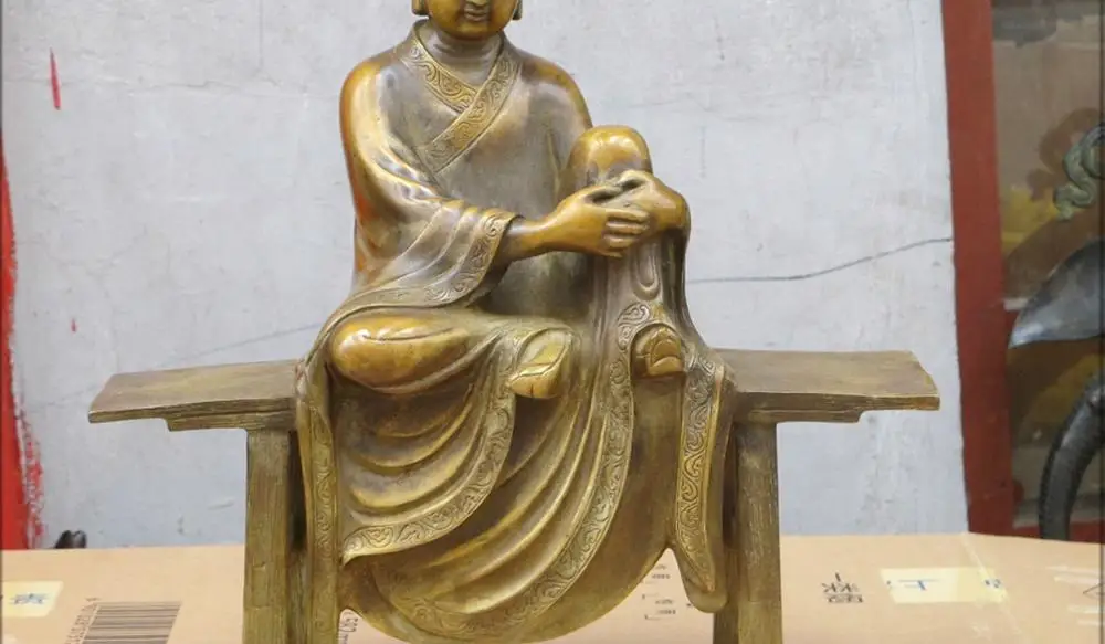 15 &quotхорошего размера Бронзовый Тибетский Буддизм Кшитигарбха сесть скамейке