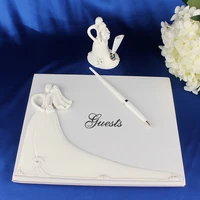 lanlan hot selling wedding guest book white bride groom signature book for wedding party supplies 2520cm
