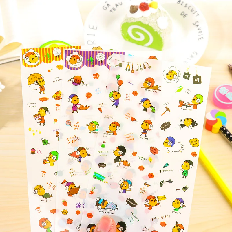 Наклейки из ПВХ 6 шт./компл. милые канцелярские принадлежности наклейки ручной