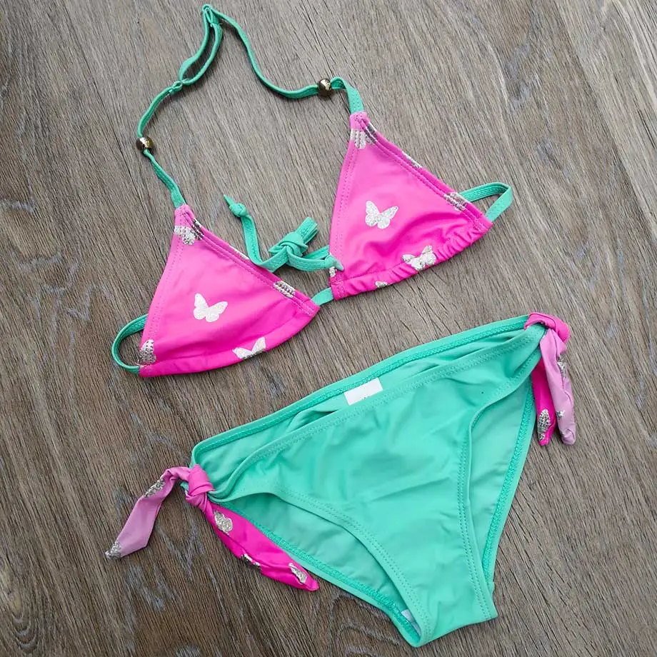 Pink Новые детские купальники с бикини, Раздельный купальный костюм для маленьких девочек, купальный костюм для маленьких девочек, милый купальный костюм, детская розовая купальная одежда - Цвет: Pink
