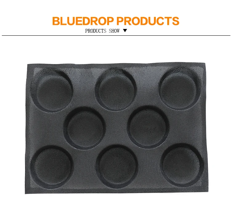 Bluedrop силиконовые булочка хлеба форму круглой формы для выпечки лист гамбургеров пресс-форм неприлипающий food grade пресс-форма половина листовой поддон 4 дюйма 8 пещер