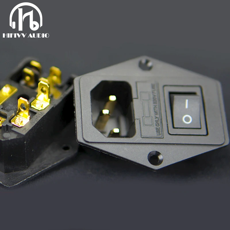 Hi Fi позолоченная чистая медная розетка переменного тока с предохранителем и