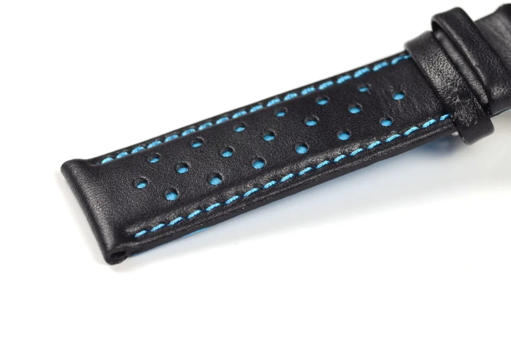 Ремешок для часов EACHE из натуральной кожи с красными и синими отверстиями