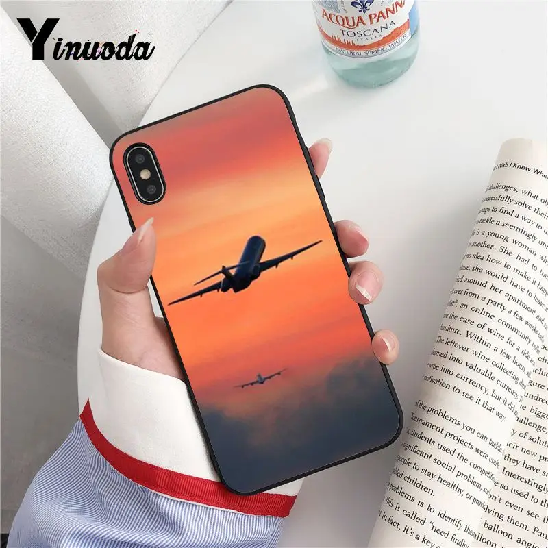 Yinuoda самолет взлет полета черный мягкий корпус телефона чехол для iPhone X XS MAX 6 6S 7 7plus 8 8Plus 5 5S XR Fundas Capa