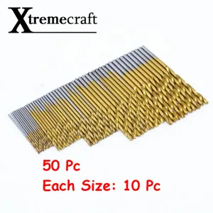 50 шт. сверла с титановым покрытием HSS, высокоскоростные стальные сверла, набор инструментов, высококачественные электроинструменты 11.522.53 мм