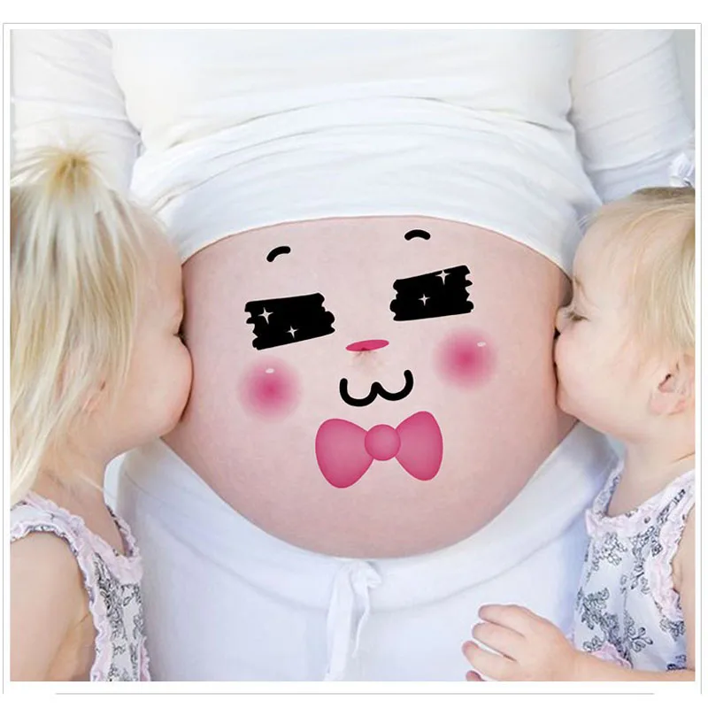 2 шт./лот новые костюмы для беременных наклейки на живот реквизит фотографий