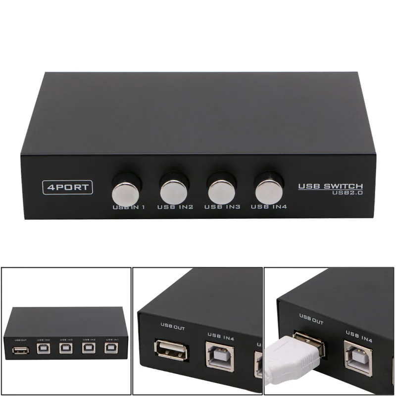 

Адаптер-переключатель с 4 портами USB 2,0 для ПК, сканера, принтера