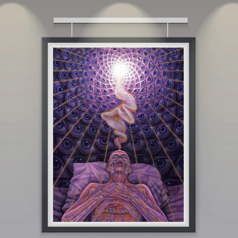 Trippy Alex серый арт шелк ткань Psychedelic плакат печать классический настенный домашний