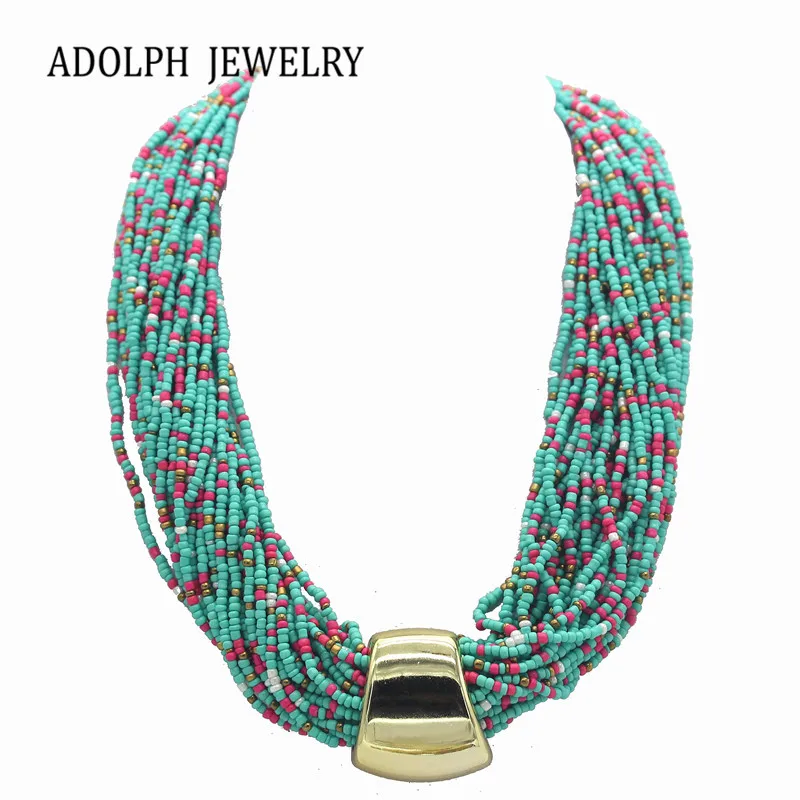 ADOLPH Jewelry Bohemia 7 Colors Candy Beads Statement Necklace For Woman 2015 New Zinc Alloy Pendants Choker Necklaces 30 | Украшения и