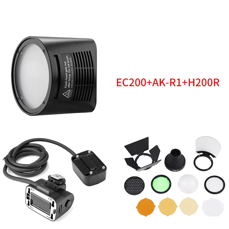 H200R EC200 AK-R1 Godox AD200 аксессуар для вспышки WITSTRO H200R круглая головка для вспышки и EC-200 Удлиняющая головка AK-R1 отражатель цветовой температуры - Цвет: H200R EC200 AK-R1