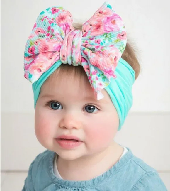 Повязки На Голову 4 7 дюйма большой бант банты для волос с принтом мягкие