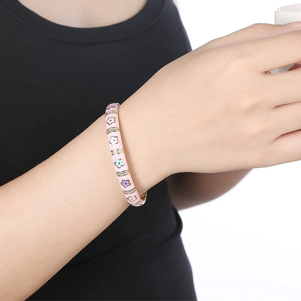 Красивые женские браслеты из чистого золота изделие цветочным узором браслет