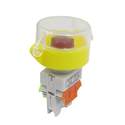 

DC 24V Red Light Latching Clear Protection Cover Push button Switch 660V 10A