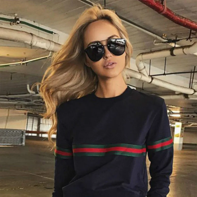 Женский свитшот с длинным рукавом Повседневный пуловер прострочкой Осень-зима