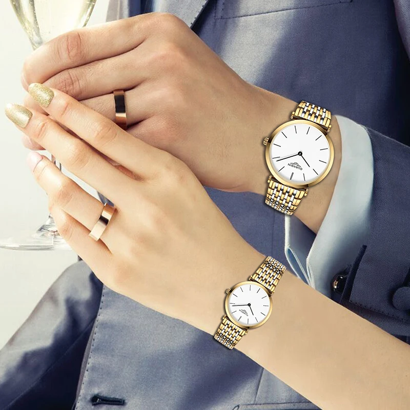 Muhsein смотреть женский мужской таблицы ультратонкий водонепроницаемый стали