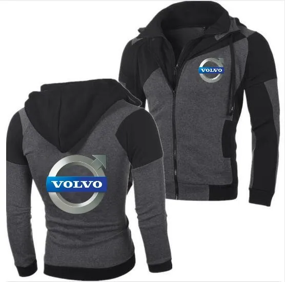 Fashion Men's New Hoodie VOLVO Personality Color Double Zip Hooded Cardigan Slim Fitting free shipping | Мужская одежда