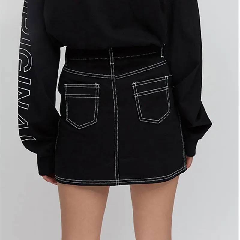 Элегантный дизайн женская тонкая трапециевидная юбка повседневные джинсовые