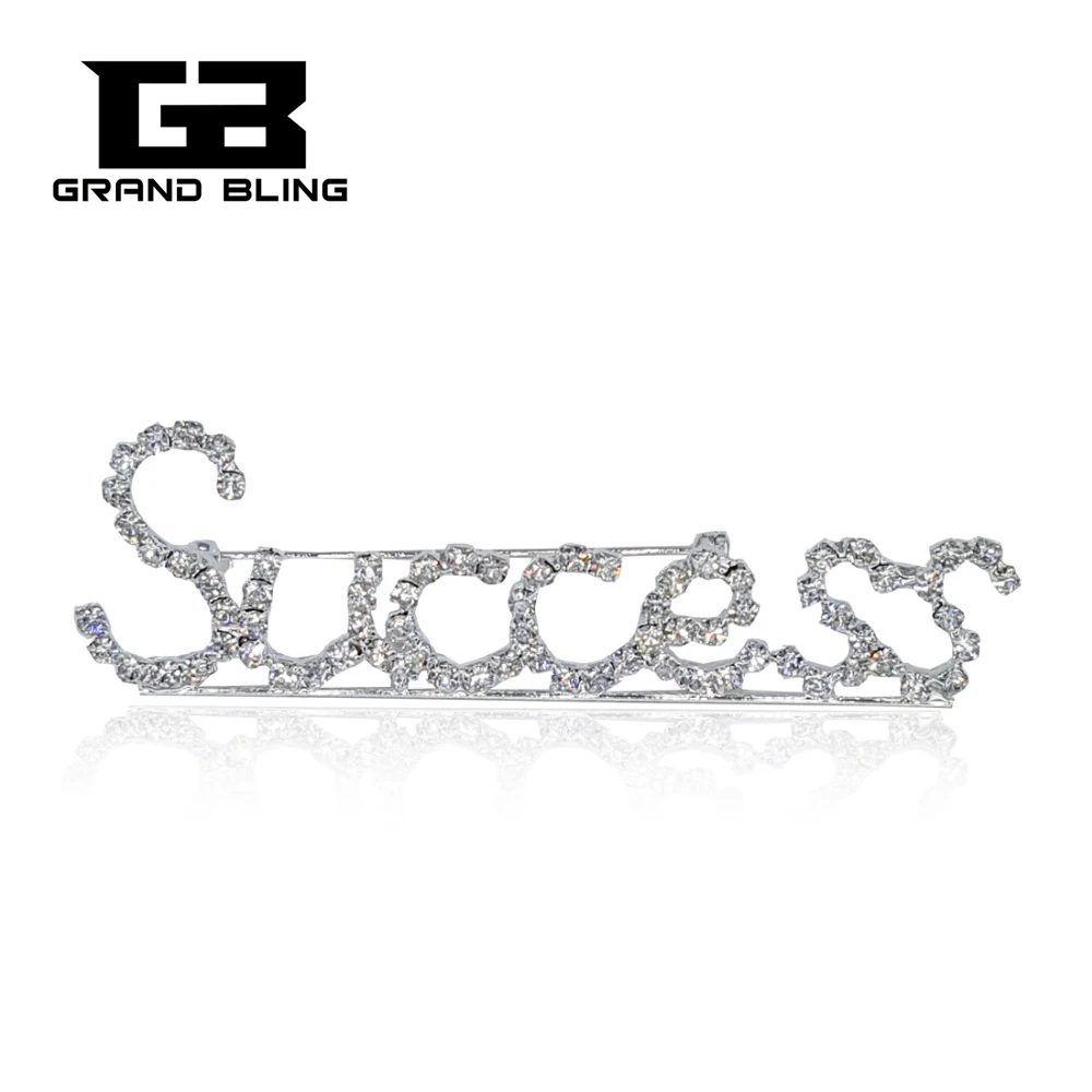 

GRANDBLING Unique Rhinestone Brooch Jewelry "SUCCESS" Word Lapel Pin Jewelry Accessories