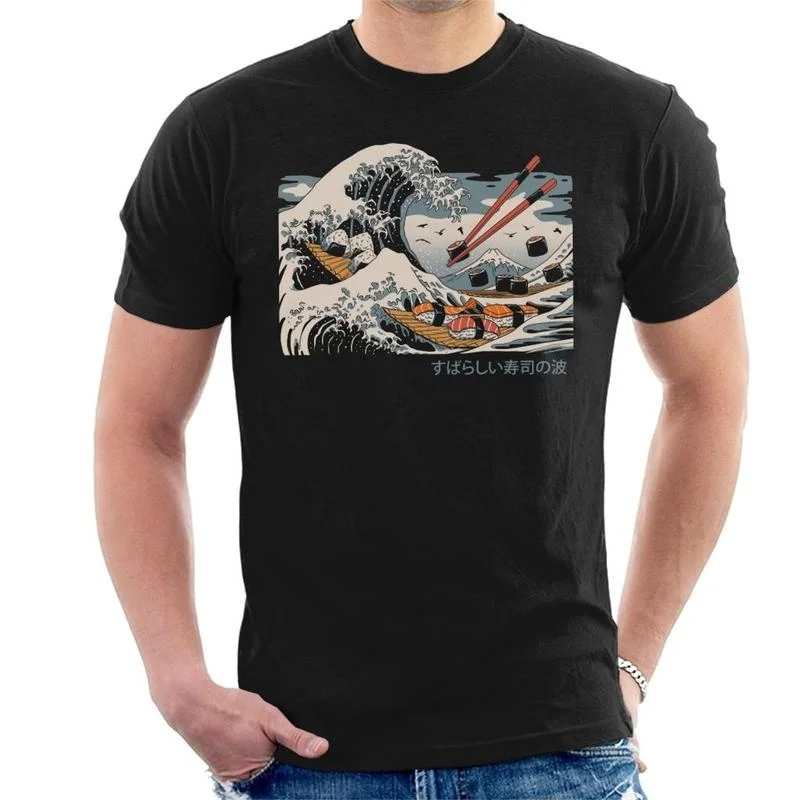 

Fashionshow-JF The Great Sushi Wave Of Kanagawa T-Shirt Hokusai Japanese Painting Under The Wave Off Kanagawa T-Shirt