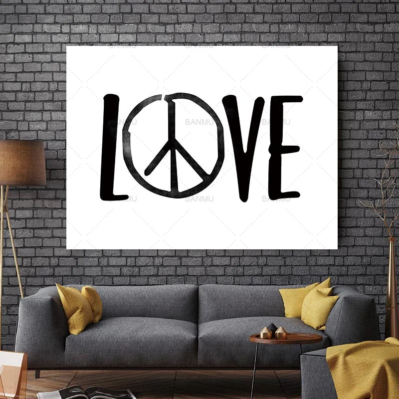 Скандинавская Картина на холсте настенные художественные слова рисунок с