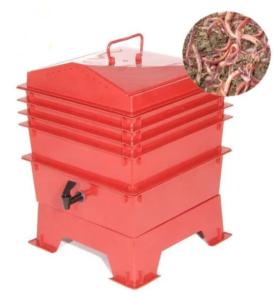 80L кухонные отходы земляной червь компост коробка DIY компостер, домашний земляной червь навоз и почва, земляной червь удобрения - Цвет: Красный