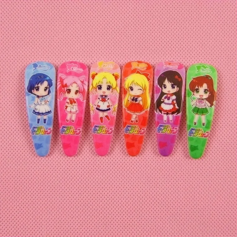 Новинка; 6 шт.; заколки для волос с рисунком Сейлор Мун для девочек; Kawaii BB; заколки для волос; аксессуары для волос; подарки для детей; головной убор; яркий цвет