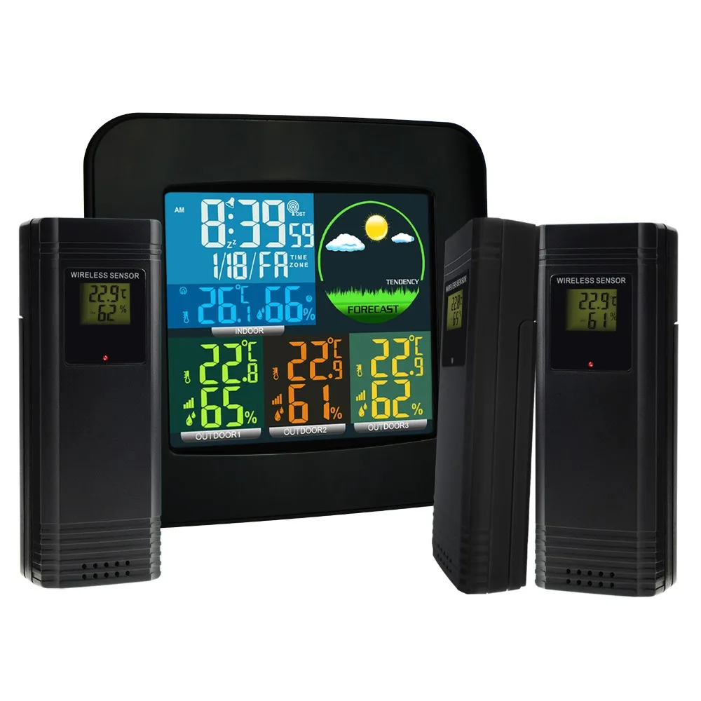 Цифровая метеостанция MSF DCF RCC 3 Беспроводной сенсор для дома и улицы цветной