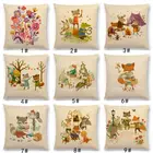 Новый Лес Животные счастливая Повседневная жизнь белка, лиса олень хорошие друзья вечерние сказочные Мультяшные сказки наволочка диванная Подушка Чехол