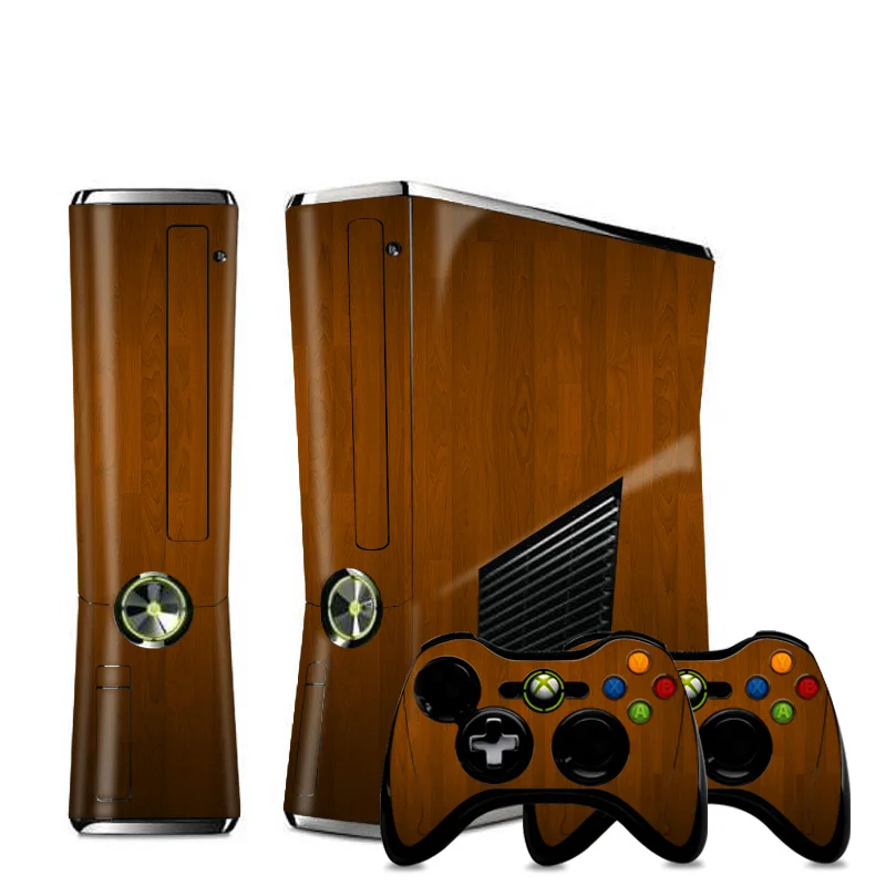 Виниловый чехол для консоли Microsoft Xbox 360 SLIM с 3d-изображением коричневого дерева
