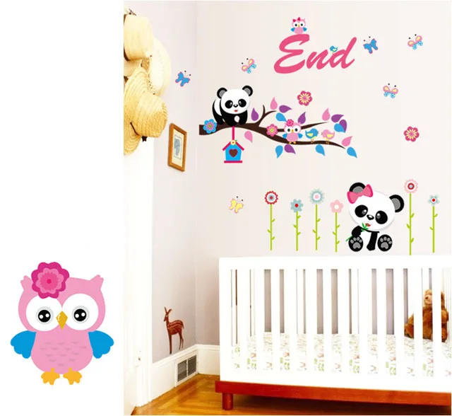 [Fundecoration] Милая Наклейка на стену с пандой из мультфильма сделай сам декор для
