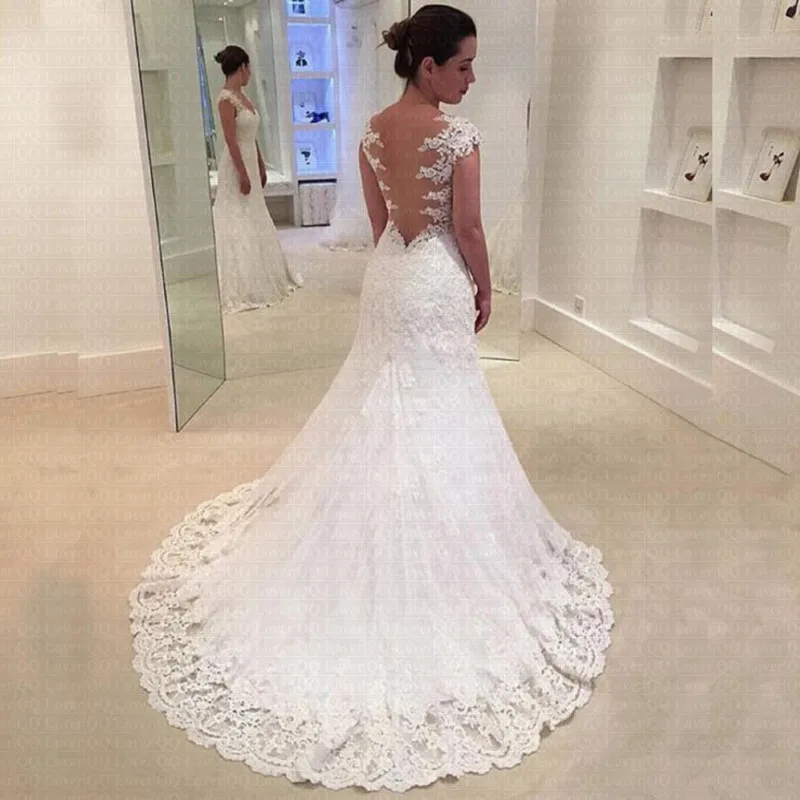 

2019 New Stunning Backless Vestido De Noiva Sexy Lace Wedding Dresses Bridal Gowns Vintage Bohemian Mermaid Wedding Dress
