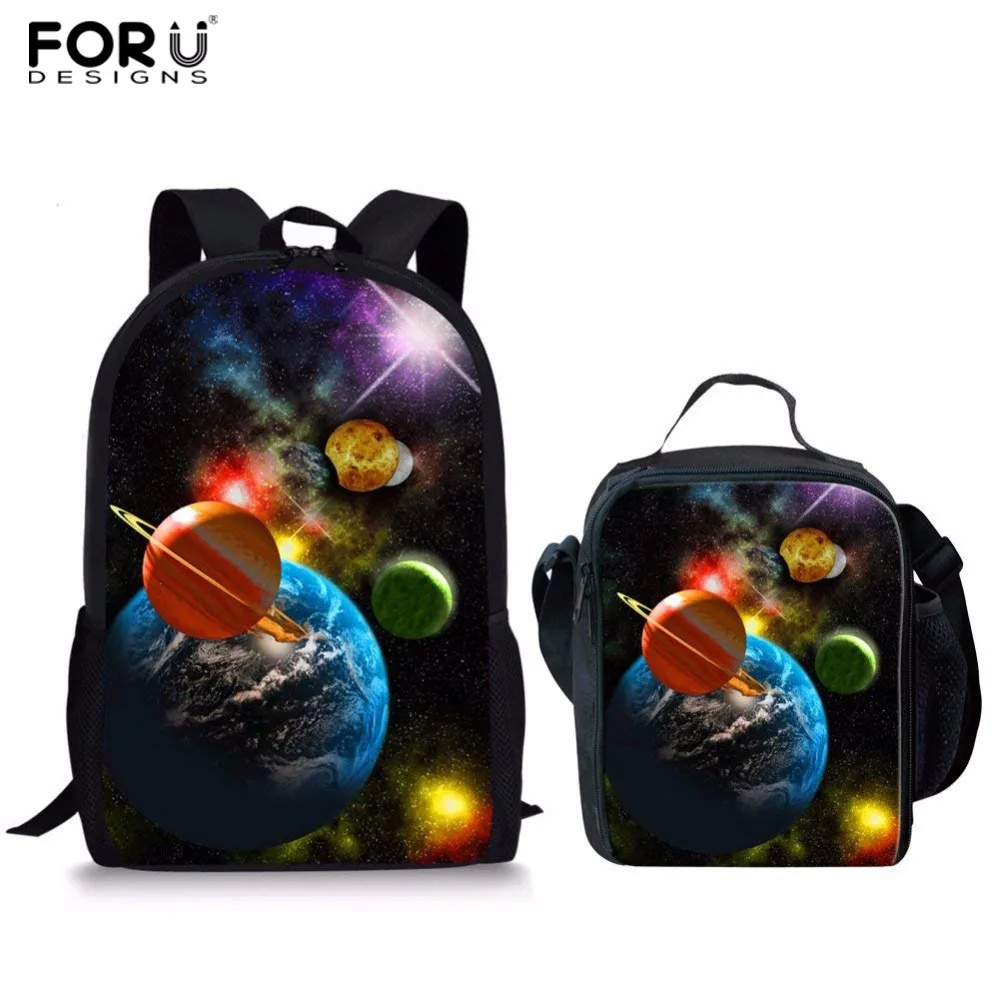 Школьный ранец унисекс FORUDESIGNS 2 шт./компл., набор школьных сумок, сумка-книжка для девочек со звездами, ранец с галактическим принтом для подр...