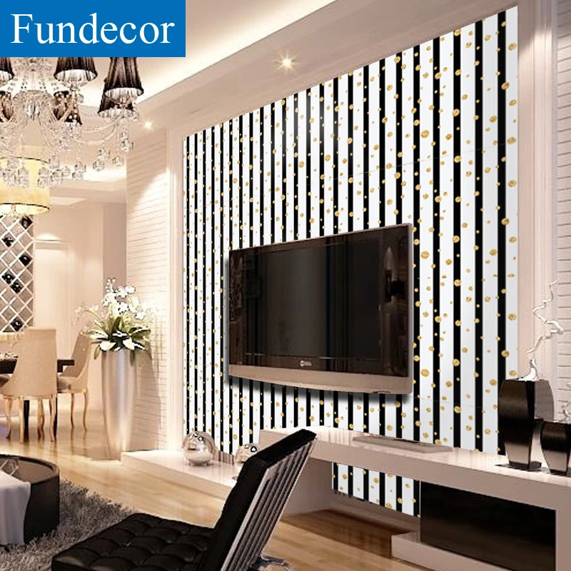 [Fundecoration] полосы золотые обои в горошек самоклеющиеся для гостиной детской