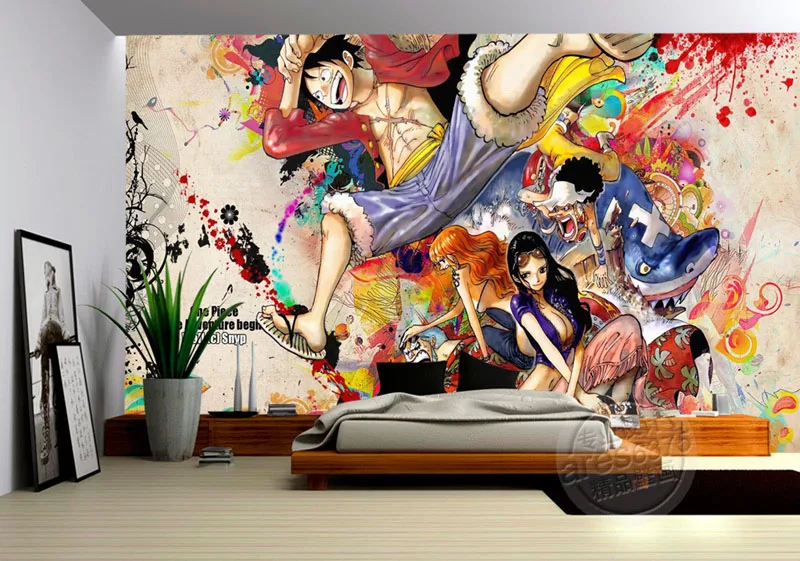 One piece Luffy фото обои на заказ 3D настенные фрески японское аниме обои детская комната спальня интерьер дизайн комнаты декор
