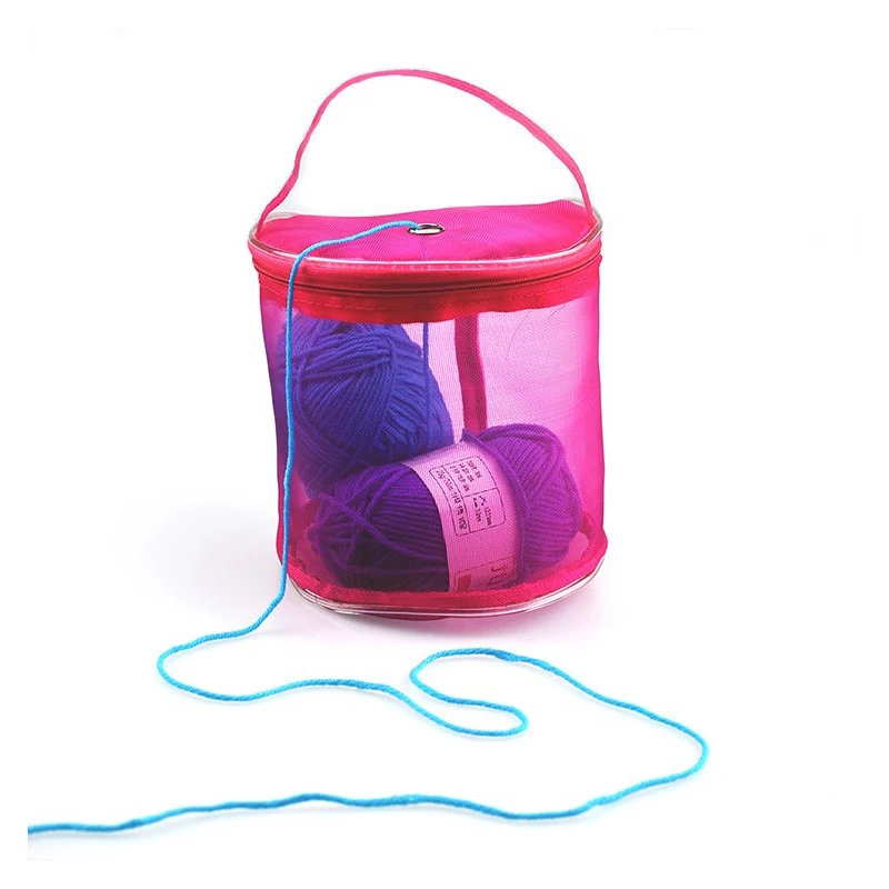 

1Pcs Portable Wire Mesh Weaving Round Bags Wool Storage Bag Yarn Crochet Storage Organizer Knitting Baskets Lightweight