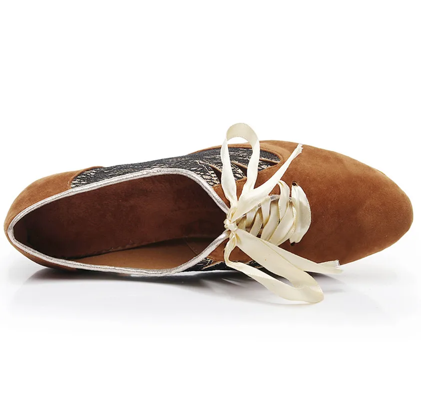 Качественные коричневые черные замшевые туфли с закрытым носком для бальных