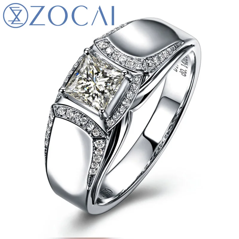

ZOCAI BRAND NATURAL 0.65 CT CERTIFIED H / VVS DIAMOND MEN'S ENGAGEMENT WEDDING BAND RING 18K WHITE GOLD JEWELRY M00653
