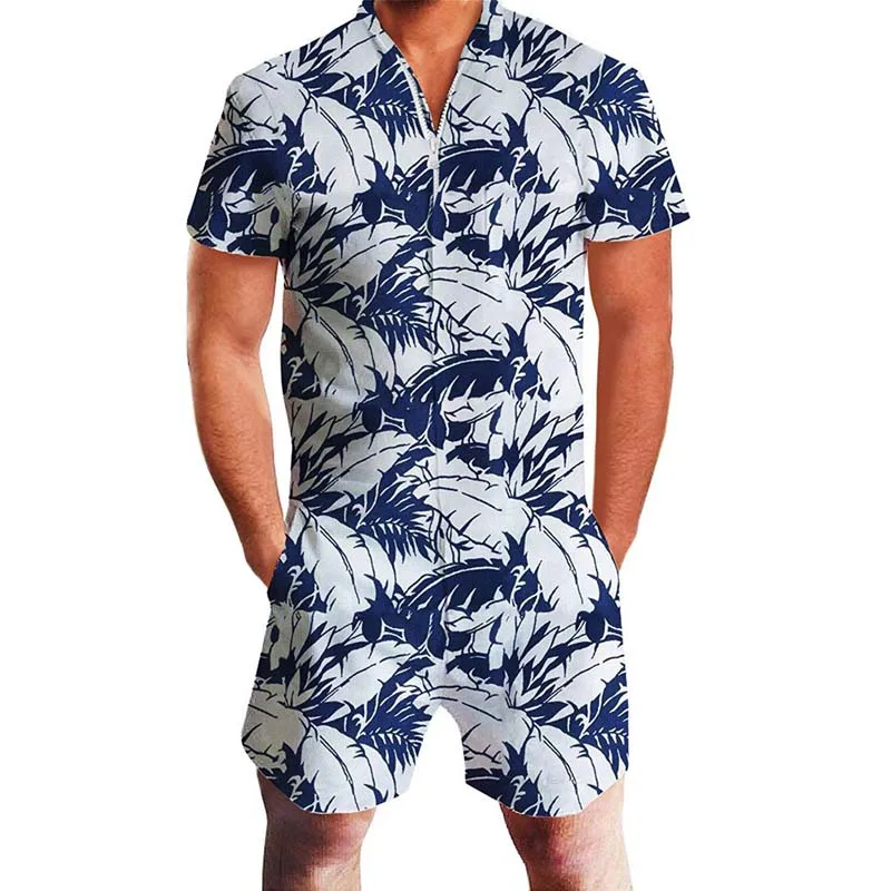 US Flag Men Rompers 3D Floral Print Funny Jumpsuit Playsuit Male Harem Cargo Overalls One Piece Beach Slim Fit Men's Sets 3XL