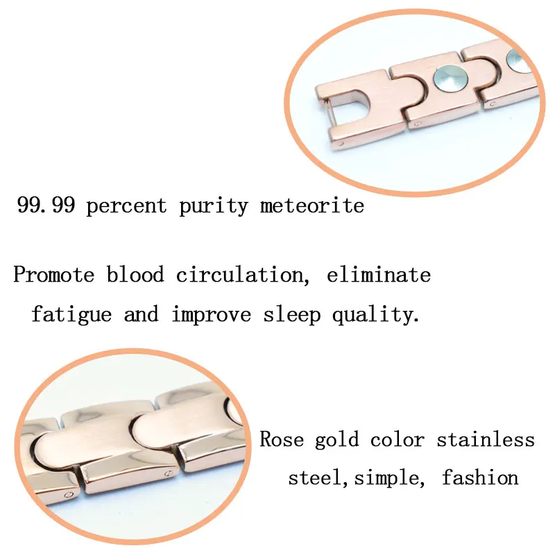 Vivari Bio Unisex Stainless Steel Bracelet For Women 99.99999% Solid Germanium Far Infra Charm Red Gold Color Bangle Wristband | Украшения