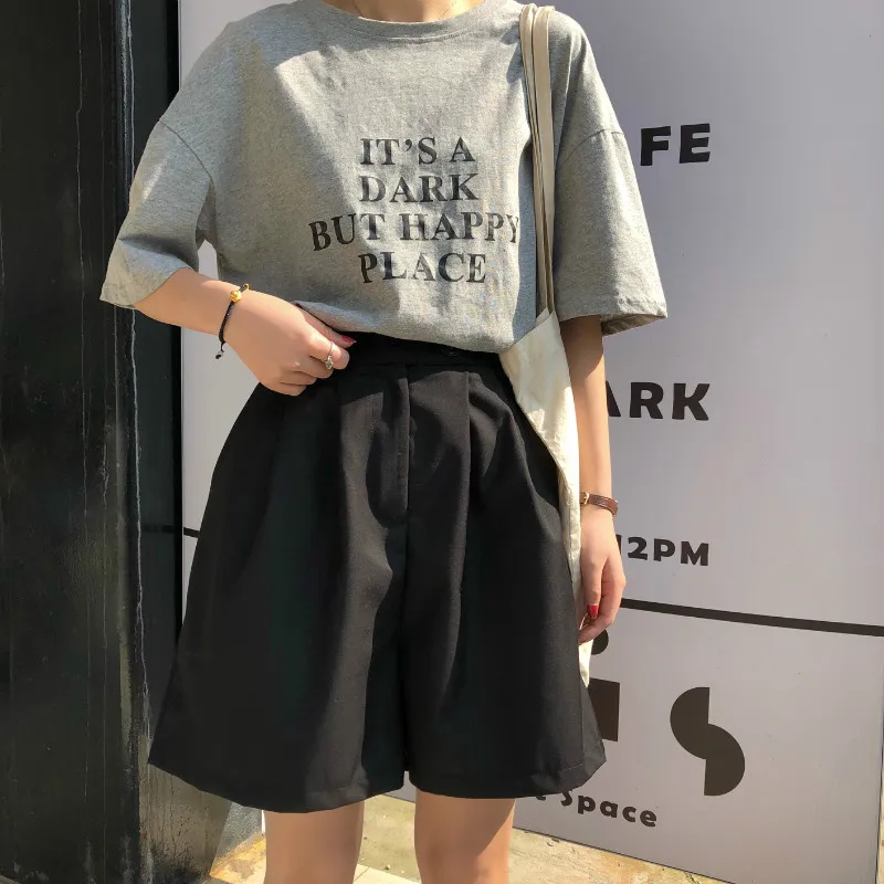 Женские летние шорты свободного кроя, корейская мода, широкие брюки, Janpan Kawaii Ulzzang Chic Mujer размера плюс, повседневные штаны