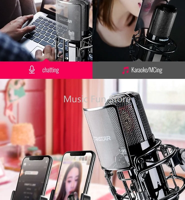 Высокое качество Takstar PC-K850 динамический микрофон со значком мобильный U Звуковая карта для прямой трансляции, профессиональная запись
