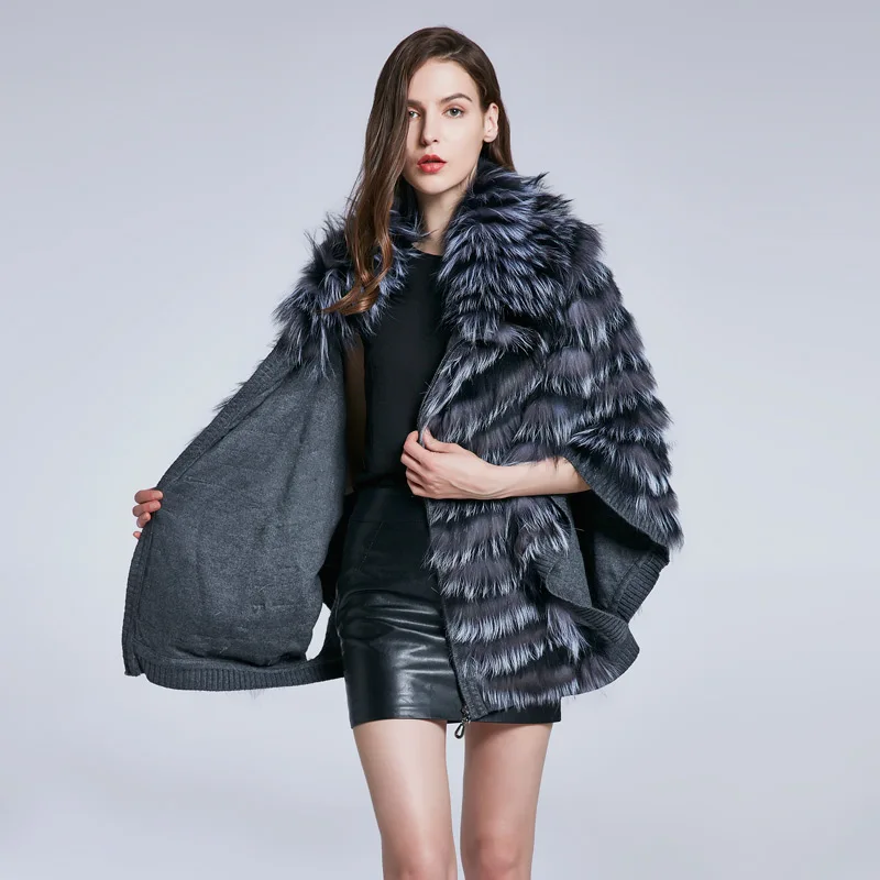 JKP зимние натурального меха шуба из Лисьего Женские модные широкие рукава три