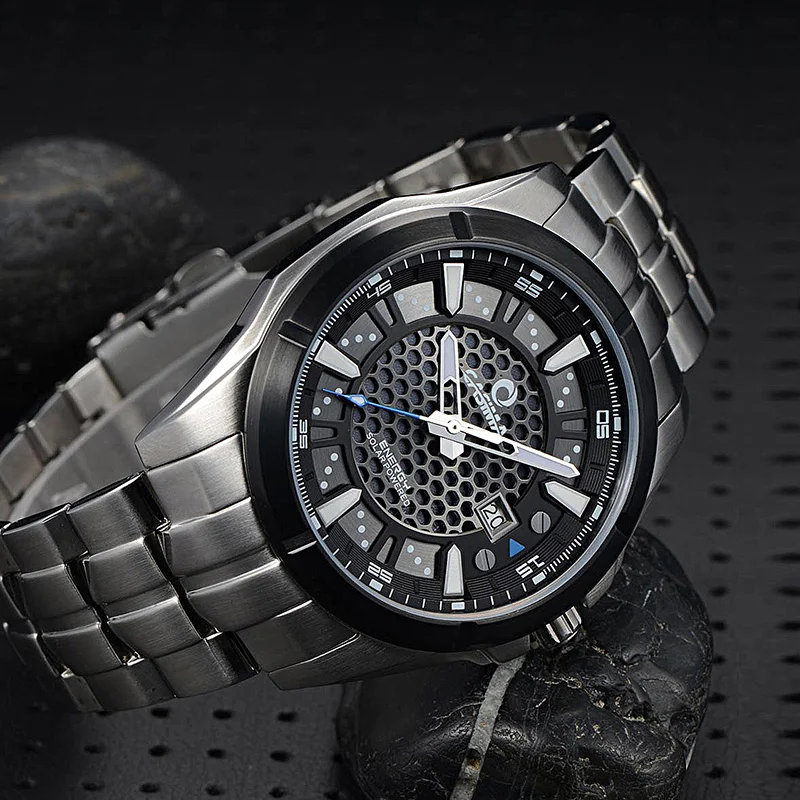 Мужская мода часы из нержавеющей стали мужчины смотреть случайные инновационные