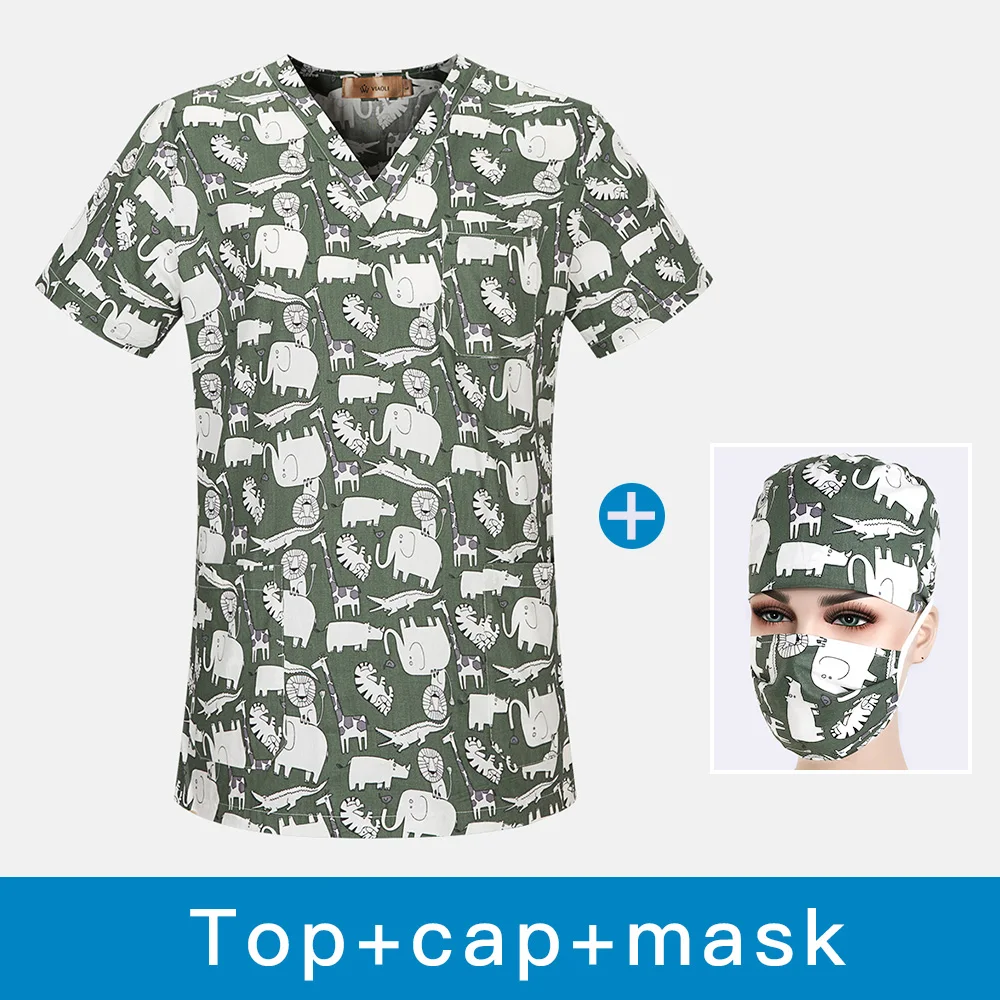 Dental clinic scrubs tops Pet hospital Medical uniforms Laboratory workwear doctor nurse Beauty salon cartoon printing tops new