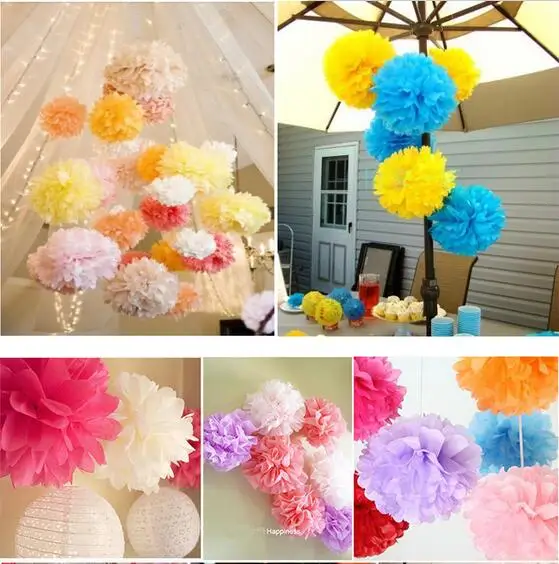 10 дюймов (25 см) Горячая продажа папиросная бумага Pom Poms Цветочные целующиеся шары