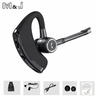 mj v8s voice control business bluetooth headset handsfree wireless headphones drive noise cancelling for iphone android