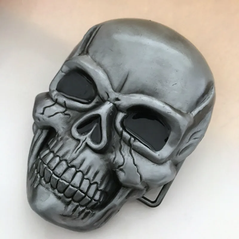 Розничная, новинка, высокое качество, крутой, 3D Серебряный Череп, ковбойский ремень, пряжка с металлическими пряжками для мужчин, ремень, аксессуары, подходит для 4 см, широкий ремень