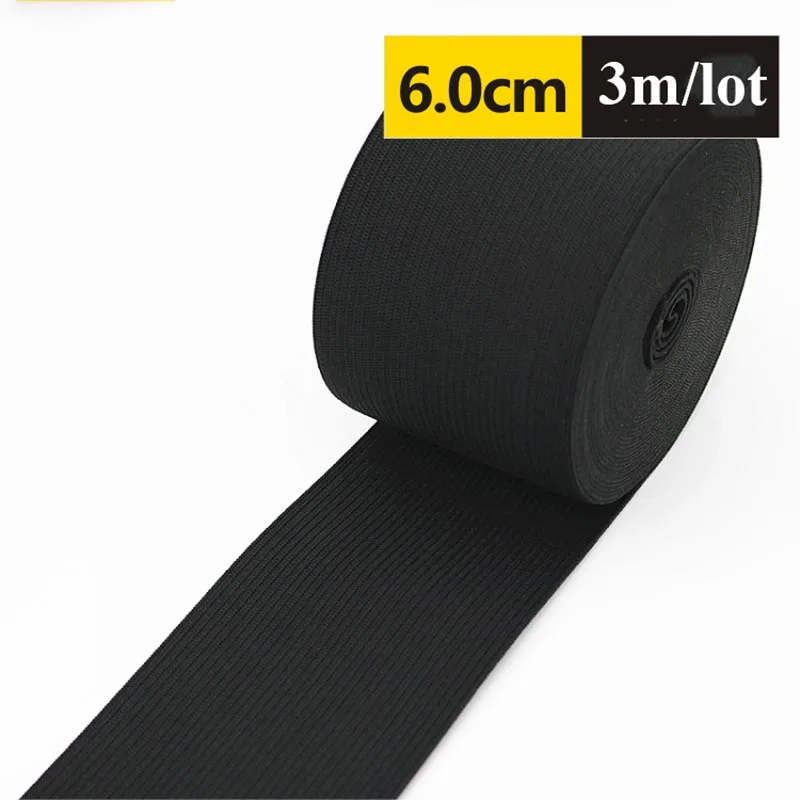 black6cm 3m Meetee 1/2/3 м 50/55/60/70/80/100/150 мм черный резиновые эластичные ленты кружева пояс "сделай сам" для Костюмы аксессуары AP587 - Цвет: black6cm 3m